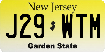 NJ license plate J29WTM