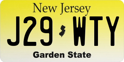 NJ license plate J29WTY