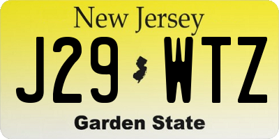 NJ license plate J29WTZ