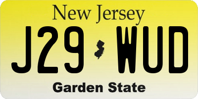 NJ license plate J29WUD