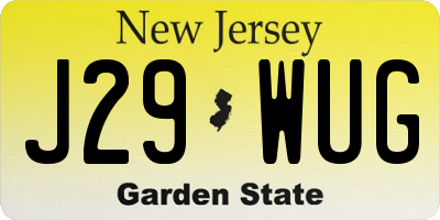 NJ license plate J29WUG