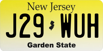 NJ license plate J29WUH