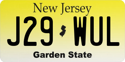 NJ license plate J29WUL