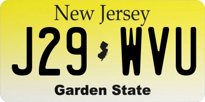 NJ license plate J29WVU