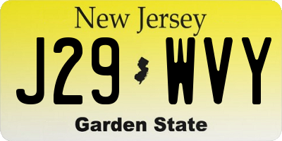 NJ license plate J29WVY