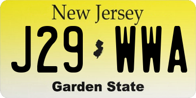 NJ license plate J29WWA