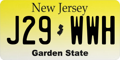 NJ license plate J29WWH