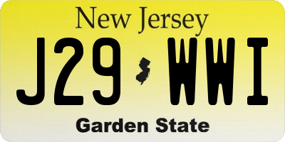 NJ license plate J29WWI