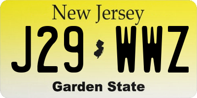 NJ license plate J29WWZ