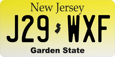 NJ license plate J29WXF
