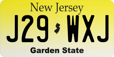 NJ license plate J29WXJ