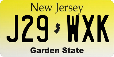 NJ license plate J29WXK
