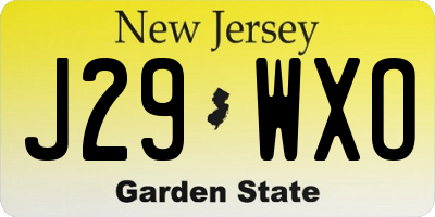 NJ license plate J29WXO