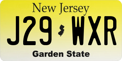 NJ license plate J29WXR