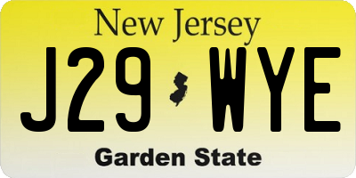 NJ license plate J29WYE