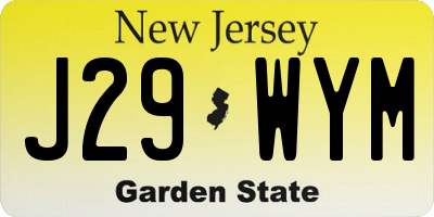 NJ license plate J29WYM