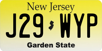 NJ license plate J29WYP