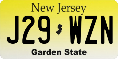 NJ license plate J29WZN