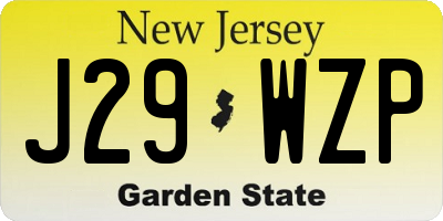 NJ license plate J29WZP