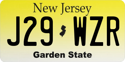 NJ license plate J29WZR