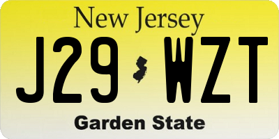 NJ license plate J29WZT