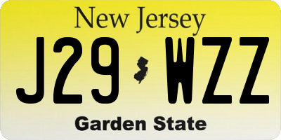 NJ license plate J29WZZ