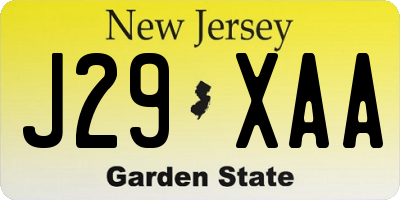 NJ license plate J29XAA