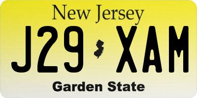 NJ license plate J29XAM