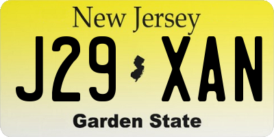 NJ license plate J29XAN