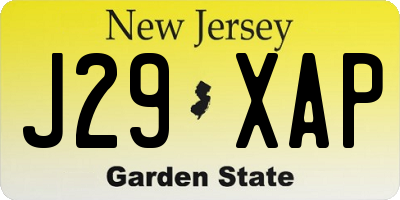 NJ license plate J29XAP