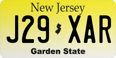 NJ license plate J29XAR