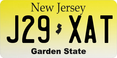 NJ license plate J29XAT