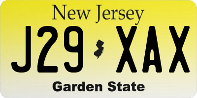 NJ license plate J29XAX