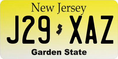 NJ license plate J29XAZ