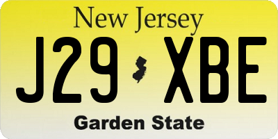NJ license plate J29XBE