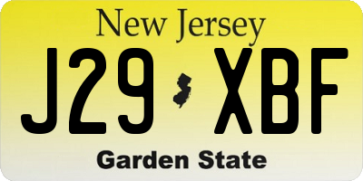 NJ license plate J29XBF