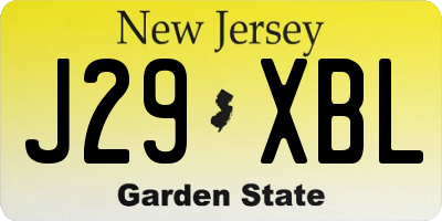 NJ license plate J29XBL