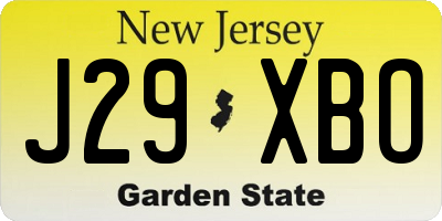 NJ license plate J29XBO