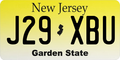 NJ license plate J29XBU