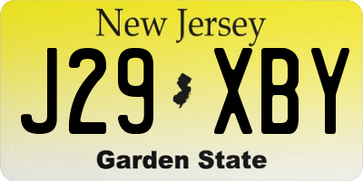 NJ license plate J29XBY