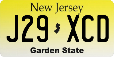 NJ license plate J29XCD