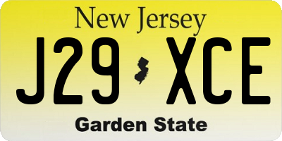NJ license plate J29XCE