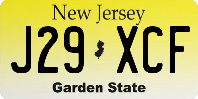 NJ license plate J29XCF