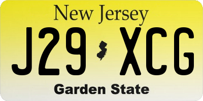 NJ license plate J29XCG
