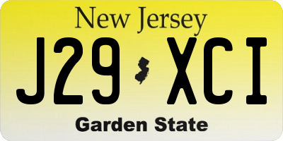 NJ license plate J29XCI