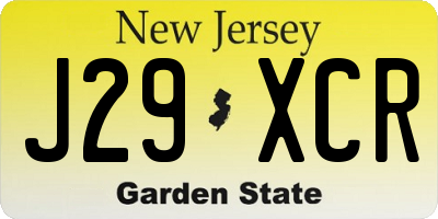 NJ license plate J29XCR