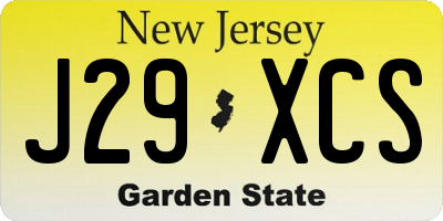NJ license plate J29XCS