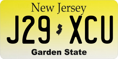 NJ license plate J29XCU