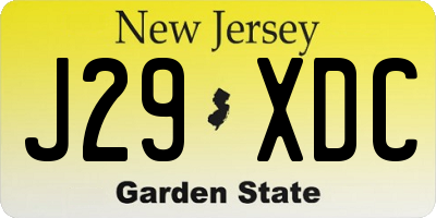 NJ license plate J29XDC