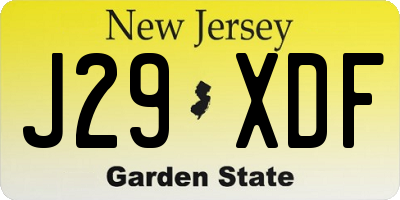 NJ license plate J29XDF
